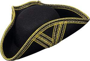 Sombreros de fiesta divertidos de Halloween Sombrero de tricornio de estilo colonial-Guerra revolucionaria Deluxe Sombrero de tricornio colonial - Product Image 4