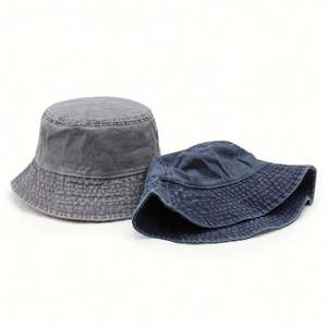 Wholesale Custom Logo Spring <b>Summer</b> Casual Outdoor Blank Washed Cotton Sun <b>Cap</b> <b>Flat</b> Top Adult Unisex Women Bucket Hat - Product Image 3