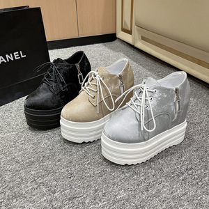 Women's Plus Size Thick Sole Wedge Shoes Autumn New Arrival Petites Round Toe Side Zipper Platform Shoes - Product Image 4