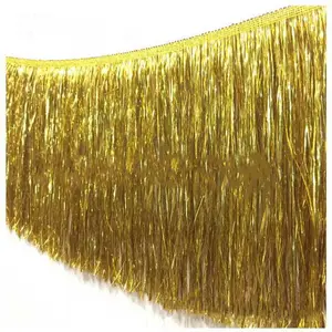 15cm colorful gold filigree tassel fringe lace fabric knitted Christmas costume latin dance dress decorative shiny sequined lace