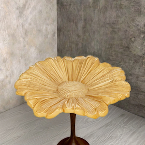 Floral <b>Ceramic</b> Decorative <b>Plate</b> Handmade Gold Flower Shape Engraved Design for Party Serving and Display - Product Image 4