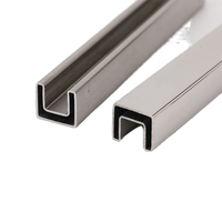 Rail de fixation horizontal réglable en hauteur en acier inoxydable 304 finition satinée brossée, design moderne, pour rail supérieur 25*21mm, garantie 5 ans