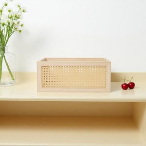 Cesta de Almacenamiento Multifuncional Rectangular Vintage de Mimbre Natural y Madera Hecha a Mano de Alta Calidad, Ecológica - Product Image 5