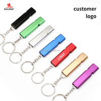Sifflet Porte-clés Multifonction Portable d'Extérieur à Haut Décibel 150dB, Double Tuyau en Alliage d'Aluminium, Outil de Survie d'Urgence