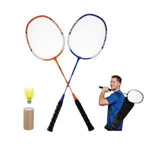 Vendita calda Logo personalizzato all'ingrosso di alta qualità in acciaio 2 volani Set di racchette da Badminton