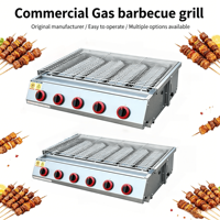 Barbecue à gaz 6 brûleurs avec chaleur inférieure, en acier inoxydable, pour table, avec contrôle indépendant, idéal pour la restauration de rue et les fêtes