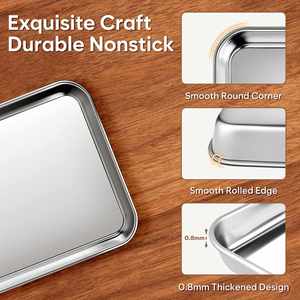 Bandeja de Horno Cuadrada de Aleación de Aluminio Resistente, Apta para Horno, con Bordes Reforzados y Enrollados, Plegable, Ecológica, para Galletas y Restaurantes - Product Image 2