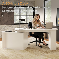 Escritorio de Computadora de Madera Rústica Natural de Diseño Personalizado con Tablero de Madera MDF en Tonos Cálidos y Diseño Redondeado para Sala de Estar