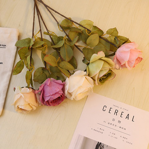 Flores Artificiales de Rosa Escarchada Estilo Vintage, Seda de Alta Simulación, Accesorios de Decoración para Bodas y Hogar - Product Image 1