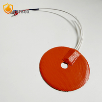 Plaque chauffante en caoutchouc silicone personnalisée, ronde, diamètre 100 mm, 80 W, 230 V, PSA, avec PT100 et trou pour tuyau, vanne et cylindre
