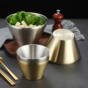 <b>Tall</b> V-Shaped Stainless Steel Bowl Golden Finish For Salad Soup Rice Party Use - Product Image 1