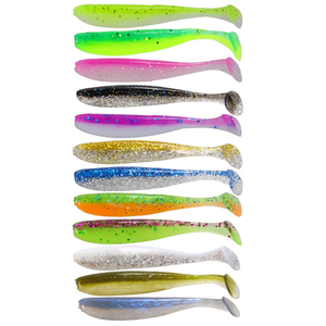 Isca de pesca macia t-tail de duas cores, 1.8g/6.5cm, gel de sílica artificial, isca de pesca macia