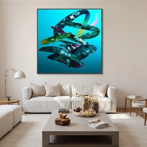 Arte al por Mayor, Pintura al Óleo Abstracta 100% Pintada a Mano, Textura de Remolino en Aguamarina, Arte Calmante sobre Lienzo, Decoración para Hogar y Hotel - Product Image 3