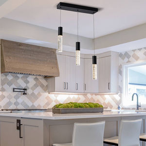 Adjustable Height Crystal Chandelier LED Pendant Lighting Long Dining Lights for <b>Kitchen</b> <b>Island</b> Moder Pendant Lamp with Dimmable - Product Image 1
