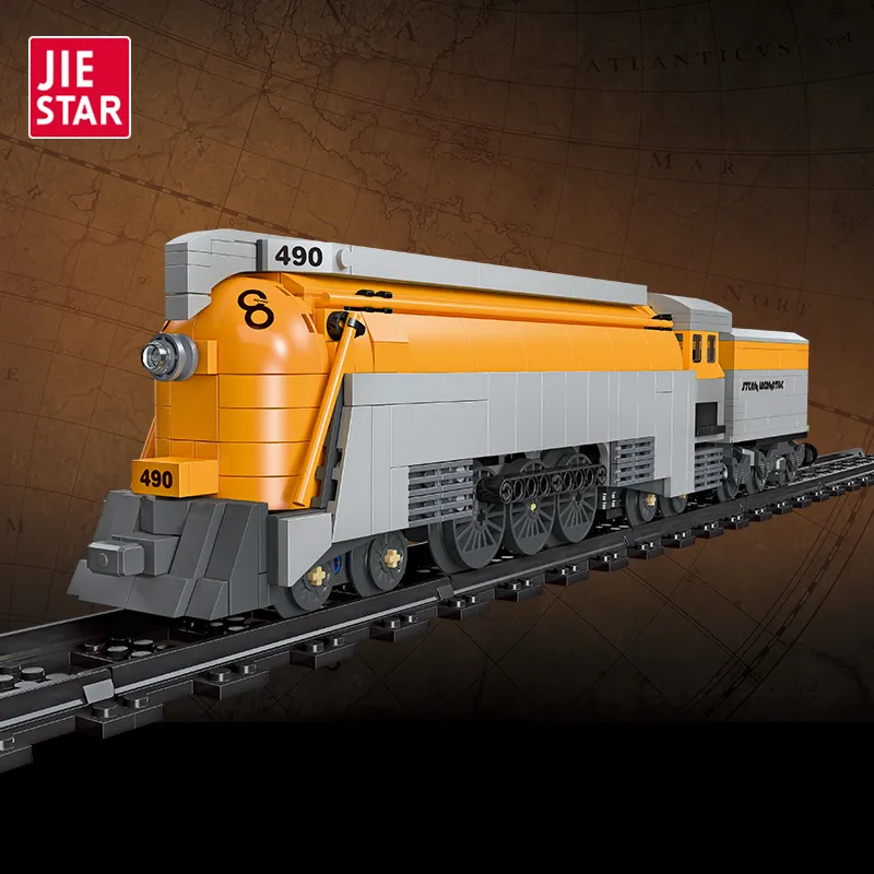 JIESTAR 808 Uds simulación Co 490 locomotora de vapor modelo de tren de vapor conjunto de bloques de construcción niños coleccionables Diy tren conjunto de juguete