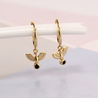 Boucles d'oreilles en forme de colombe blanche pour femme, haute qualité, plaqué or 18k