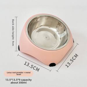 Mangkuk Makanan Anjing Modern Pola Solid Tahan Lama 15 Derajat Miring Bulat Mangkuk Tunggal untuk Anjing Bahan Stainless Steel Tempat Makan Hewan Peliharaan Dapat Dilepas - Product Image 2