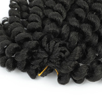 Extensions per trecce ricci all'uncinetto da 8 pollici, in fibra resistente alle alte temperature, con effetto riccio a bacchetta, fissabili con acqua calda, colore nero, all'ingrosso