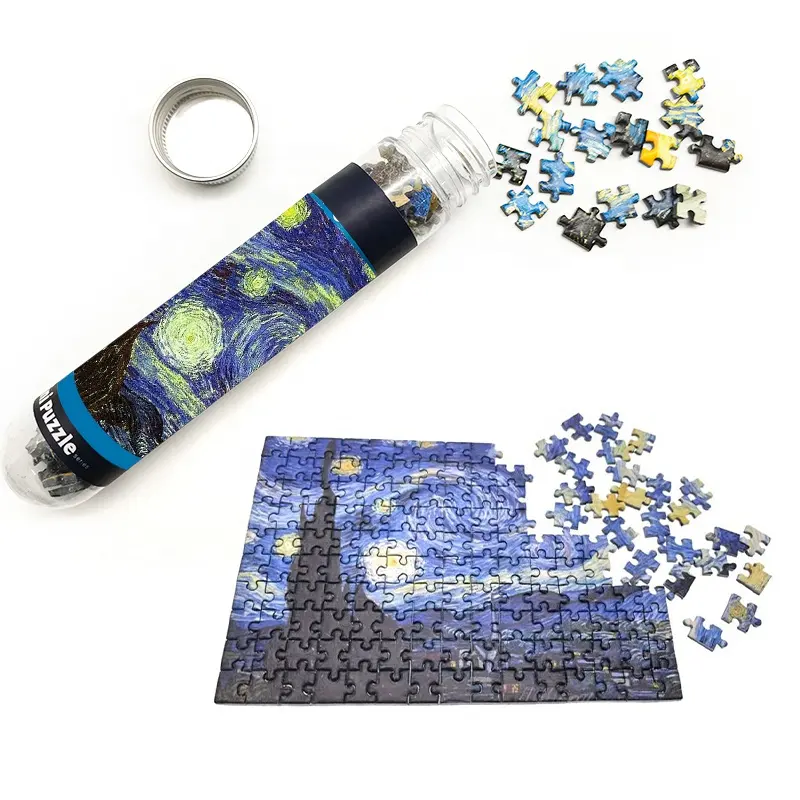 Scatola di tubi di plastica di alta qualità in cartone Mini stampa personalizzata 150 pezzi Mini provetta portatile Jigsaw Puzzle