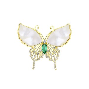 Go Party elegante broche de cristal de concha Natural Pin alas de mariposa broche de diamantes de imitación para mujer abrigo traje accesorios de ropa