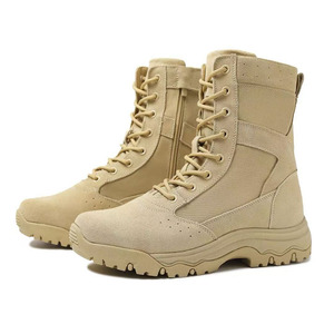Bottes tactiques en cuir noir HBA03, imperméables, pour la randonnée en plein air, hautes, à lacets, pour le terrain. - Product Image 4