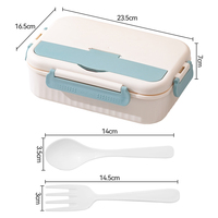 Boîte à lunch scolaire réutilisable, écologique, nordique, compatible micro-ondes, 1,8 L, 3 compartiments, en plastique, avec cuillère