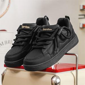 Scarpe da Skateboard per <span class=keywords><strong>Uomo</strong></span> Personalizzate con Ordine Minimo Basso, Nuove <span class=keywords><strong>Sneakers</strong></span> Casual <span class=keywords><strong>Nere</strong></span> con Suola Spessa, Scarpe Sportive in Pelle alla Moda per Studenti - Product Image 2