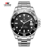 Montre-bracelet de luxe pour homme, forme ronde, en acier inoxydable, sportive, étanche, mouvement mécanique, fermoir papillon, automatique