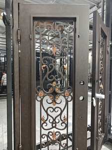 Portes d'Entrée Principales Doubles de Luxe en Fer Forgé de Style Français pour Maison - Product Image 6