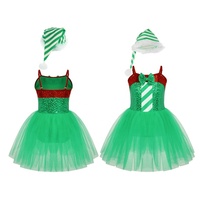 Disfraz de Duende Navideño para Niñas, Tutú con Gorro, Falda de Tul con Lentejuelas y Rayas de Bastón de Caramelo, Traje de Baile para Recital Infantil, Personalizado
