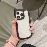 Coque de téléphone transparente antichoc avec oreilles de chat 3D mignonnes pour iPhone 17 16E 16 15 14 Plus 13 12 11 Pro Max, motif dessin animé adorable