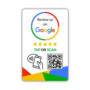 Carte de commentaires Google personnalisée avec logo imprimé en PVC, code NFC et QR, pour entreprises, avec évaluation 5 étoiles, fonction Tap Phone To Rate - Product Image 1