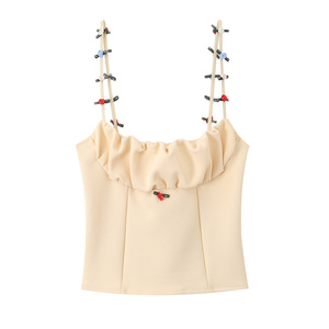 SHENZHU Nouvelle Collection Été 2026 – Gilet <span class=keywords><strong>Femme</strong></span> Sans Manches Col Rond Élastique Orné de Fleurs Style Corset Tendance et Élégant 5584448 - Product Image 1