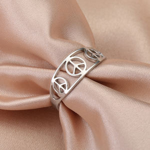 Myshape Symbole de la Paix Anneaux Anneau de doigt en acier inoxydable Amulette de protection pour femmes Pacifisme contre la guerre Bijoux Cadeaux Vente en gros - Product Image 1