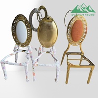 Chaise de banquet empilable Wayon de luxe en acier inoxydable et aluminium doré, contemporaine, écologique, pour hôtel et extérieur