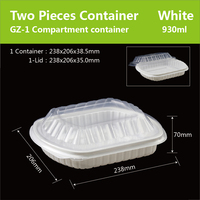 Boîte à lunch jetable en pp avec couvercle Conteneur congelé à plusieurs compartiments en plastique à emporter pour aliments au micro-ondes Emballage de restaurant