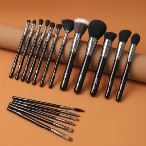 EMF 18PCs Juego de brochas de maquillaje profesional Mango de madera personalizado de moda Mezcla de pestañas de ojos de cara Incluye bolsa - Product Image 2