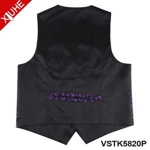 उच्च गुणवत्ता निहित बैंगनी रंग Paisly पैटर्न वास्कट कस्टम पॉलिएस्टर Jacquard Mens बनियान - Product Image 3