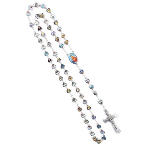Collana con croce di santi cattolici collana con cuore in metallo vergine maria <span class=keywords><strong>rosario</strong></span> in acciaio inossidabile <span class=keywords><strong>argento</strong></span> - Product Image 4