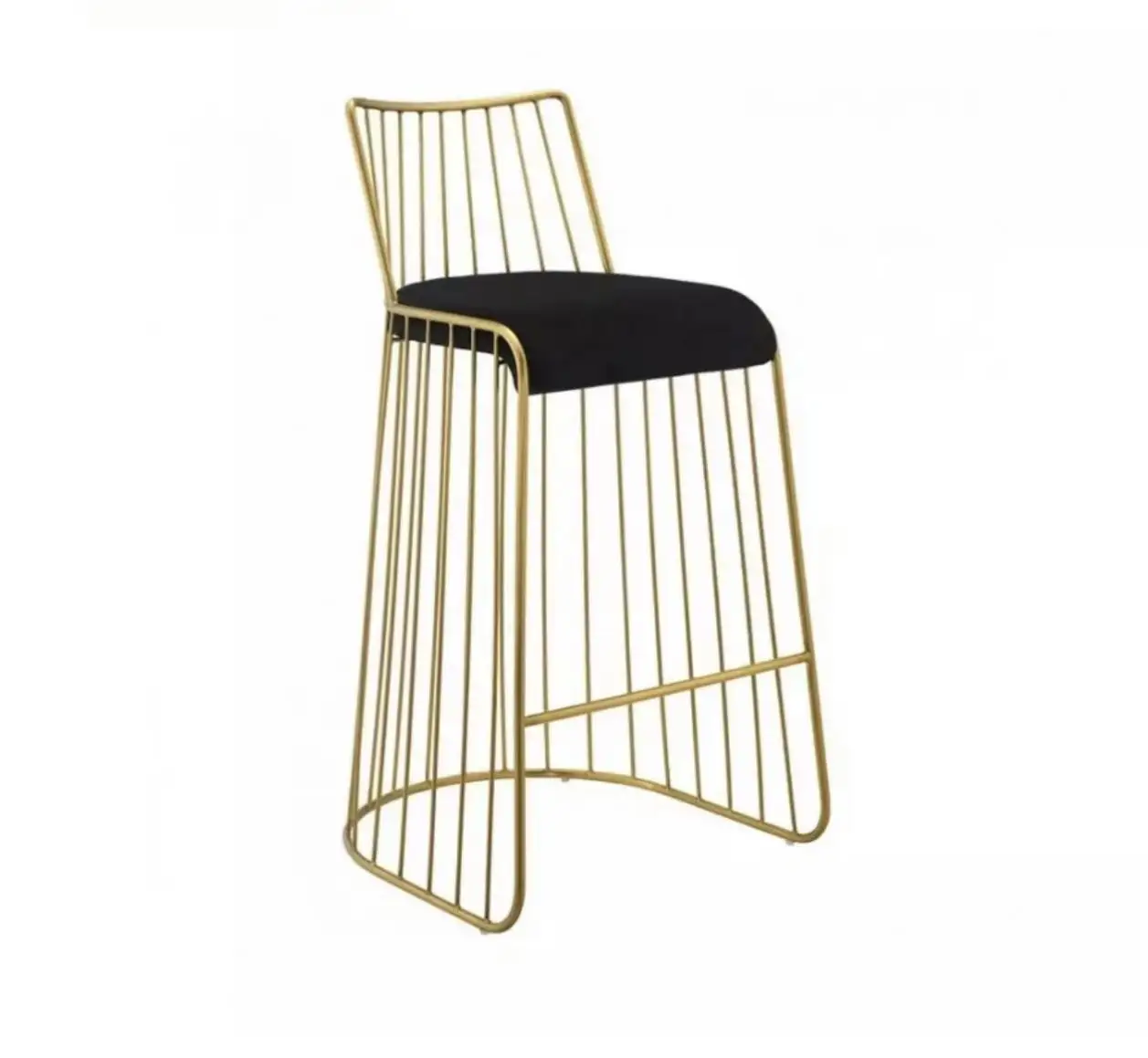 Taburete de Bar de oro de lujo cromado con marco de alambre de Metal industrial comercial moderno de alta calidad silla alta para mesa de Bar Cocina