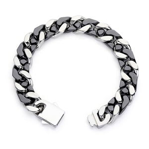 Showfay 12mm Hip-Hop Schwarze Kubanische Kette Premium Edelstahl-Keramik-Halskette mit Anpassbarem Logo - Product Image 5