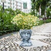 Pot de fleurs créatif en résine pour tête humaine Belle fille Pot de fleur déesse Planteur pour décoration intérieure et extérieure