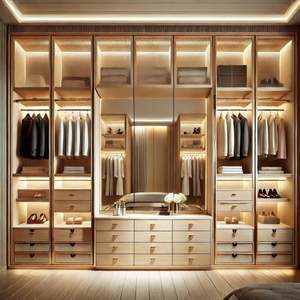 Luxury Couple <b>Wardrobe</b> Custom Bedroom Furniture Walk in Closet Solid Wood Glass Double <b>Wardrobes</b> Storage Accessories Designs - Product Image 1