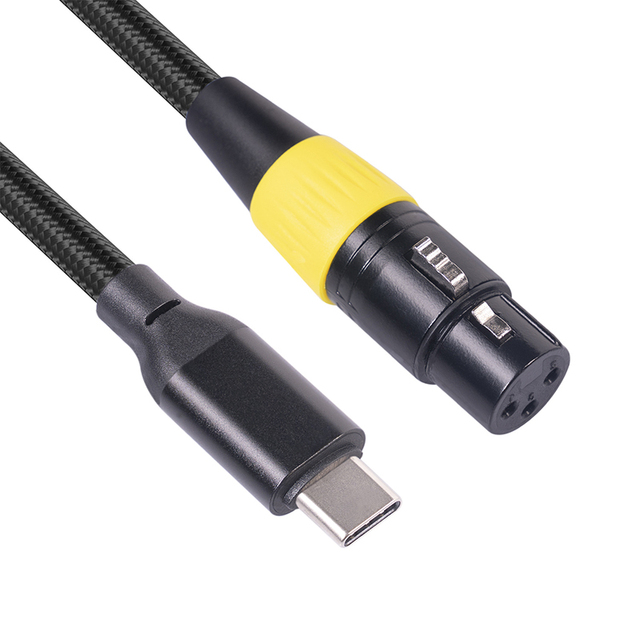 Computer Phone Adapter Nylon Braid USB-C Type-C Male to 3p Xlr Female Audio Microphone Mic Converter Cable