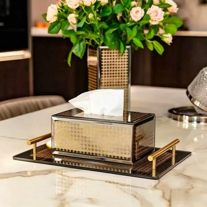 Caja de pañuelos de lujo estilo americano para salón de belleza, peluquería, centro de estética, caja de almacenamiento de pañuelos comercial, caja de pañuelos para mesa de té de hotel - Product Image 3