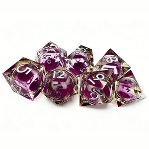 Sharp Edge Liquid Core Purple Floating Sand Resin DND <b>Dice</b> <b>Set</b> Transparent Polyhedral D4-D20 for D&D TTRPG Wholesale - Product Image 3