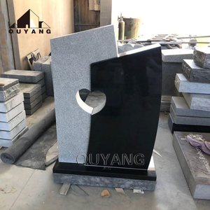 QUYANG <span class=keywords><strong>precio</strong></span> más barato moderno único tallado en forma de corazón negro granito lápida cementerio monumentos - Product Image 2