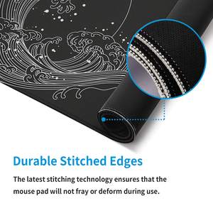 Tapis de souris de jeu japonais à vagues de mer, noir, grand tapis de souris d'anime, tapis de souris étendu, base en caoutchouc antidérapante, grand tapis de bureau pour le bureau - Product Image 4