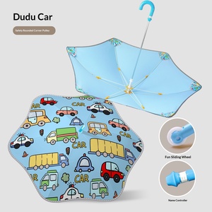Parapluie de dessin animé pour enfants, idéal pour la maternelle et l'école primaire (garçons et filles), avec étiquette nominative anti-perte et design aux coins arrondis - Product Image 1