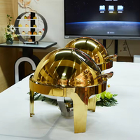 Ensemble de plats chauds de luxe pour buffet, décorations de traiteur, plat chauffant à couvercle roulant, équipement doré, chauffe-plats pour buffet, plat chauffant pour buffet